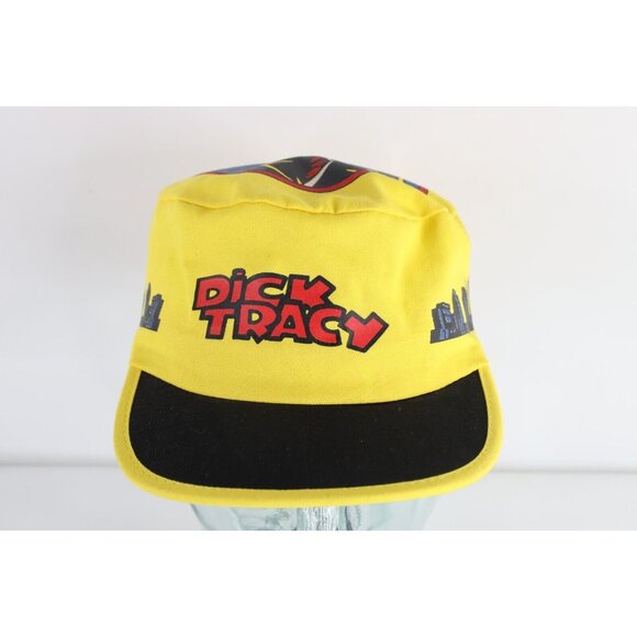 Vintage 90s Spell Out Disney Dick Tracy Pillbox Hat Cap OSFA Cotton USA Made - Picture 1 of 7